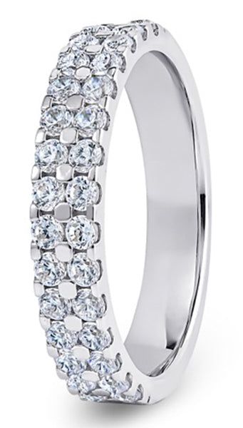 Round Brilliant Cut Double Row Claw Diamond Wedding Ring