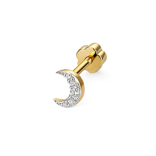 Diamond Cartilage Moon Stud