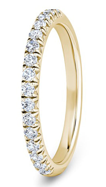 Round Brilliant Cut French Pave / Fish Tail Diamond Wedding Ring