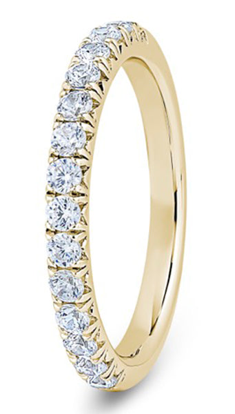 Round Brilliant Cut French Pave / Fish Tail Diamond Wedding Ring