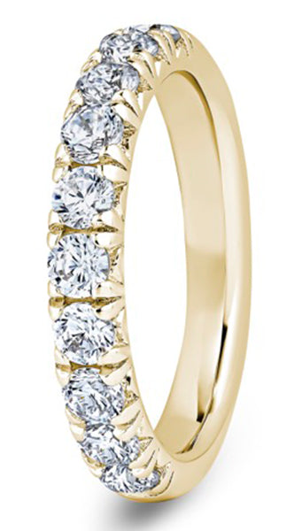 Round Brilliant Cut French Pave / Fish Tail Diamond Wedding Ring