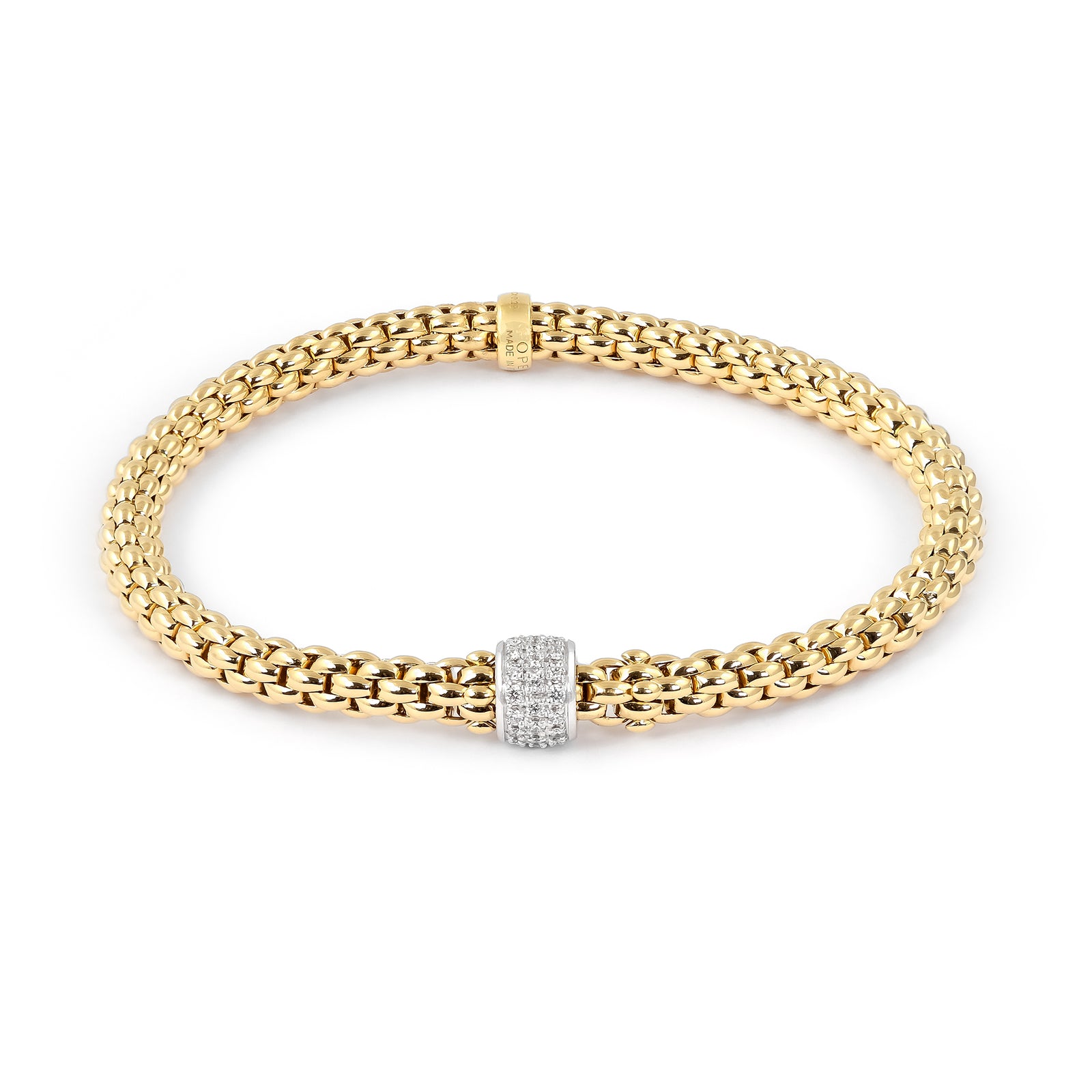 Fope Flex'It Solo 18ct Yellow Gold Diamond Bracelet