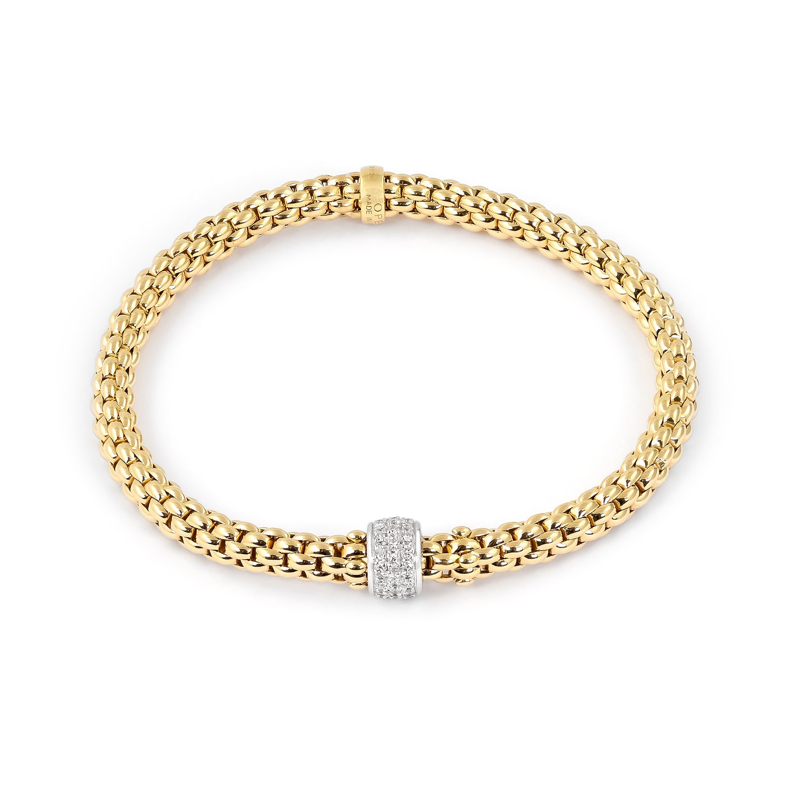 Fope Flex'It Solo 18ct Yellow Gold Diamond Bracelet