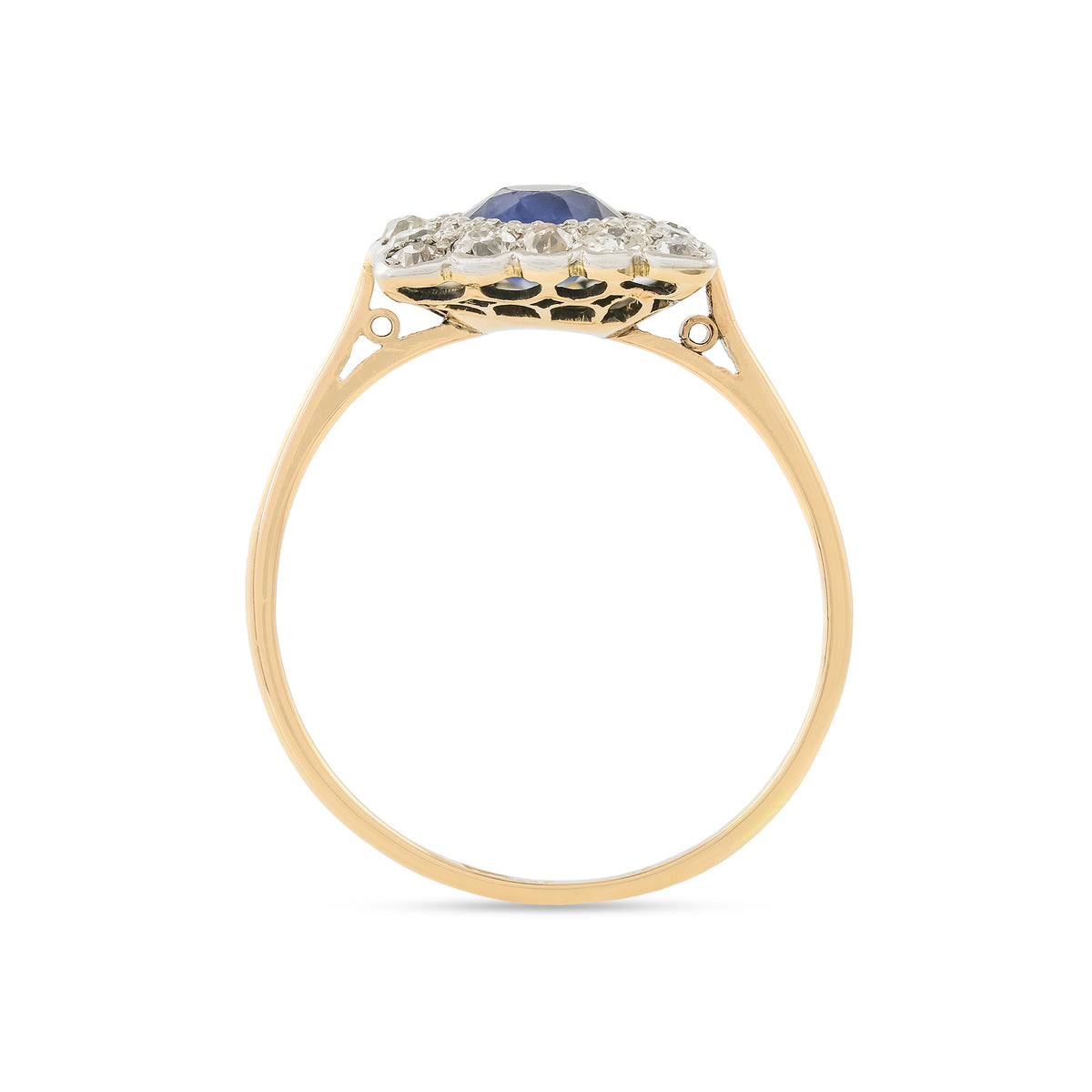 Vintage Square Fronted Sapphire and Diamond Cluster Ring