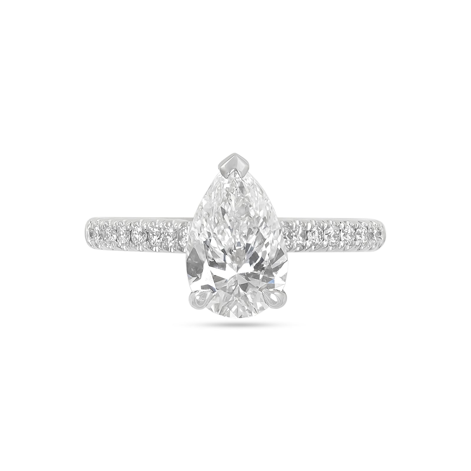 Lab Diamond 2.00ct Pear-Cut Engagement Ring with Diamond Set Shoulders