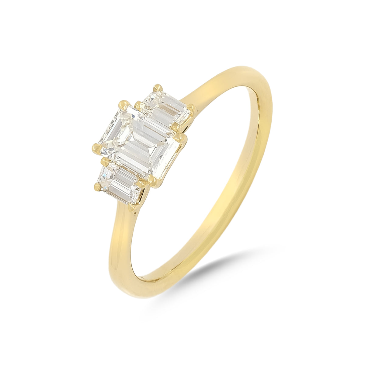 1.21ct Emerald-Cut Three Stone Diamond Engagement Ring