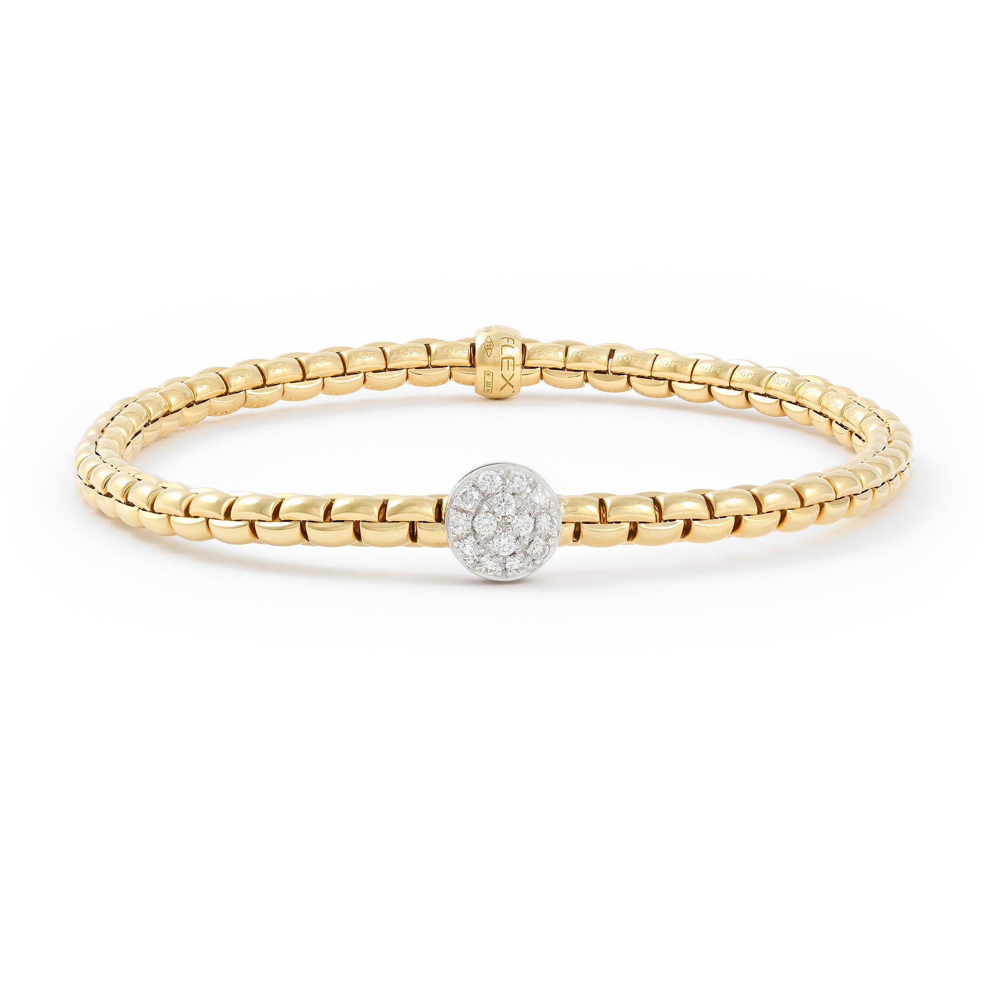 Fope Eka Tiny Flex'It 18ct Yellow Gold Diamond Bracelet