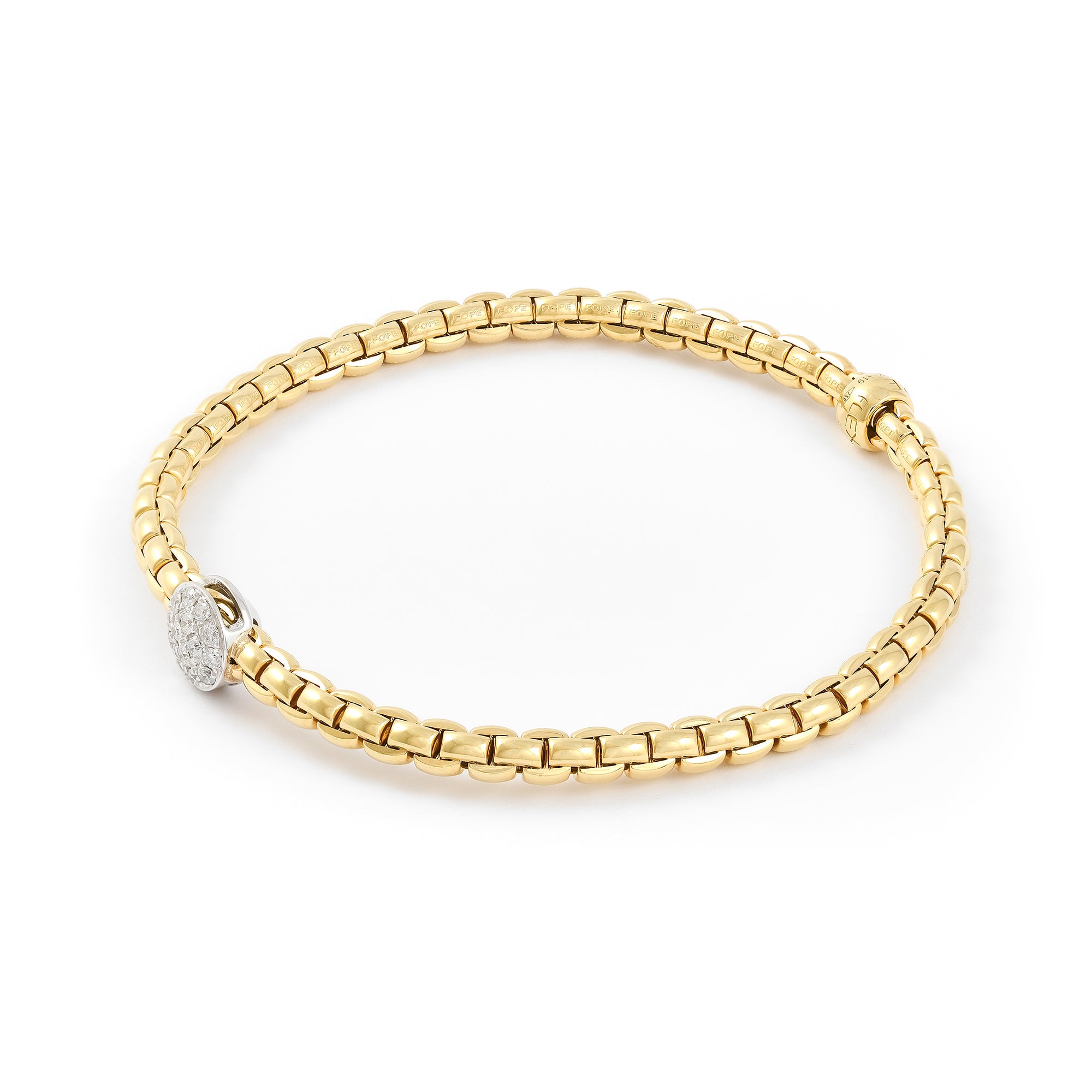 Fope Eka Tiny Flex'It 18ct Yellow Gold Diamond Bracelet