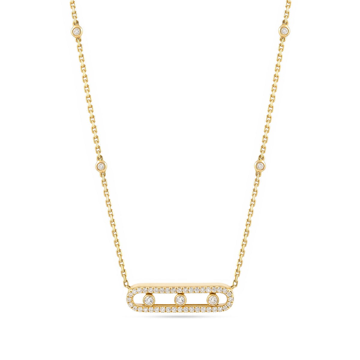 18ct Yellow Gold Messika Move Pavé Necklace