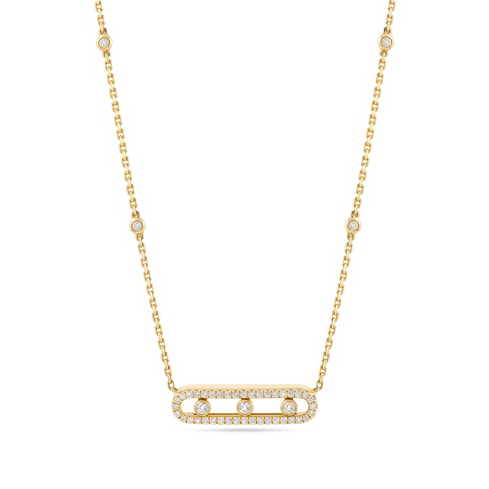 18ct Yellow Gold Messika Move Pavé Necklace