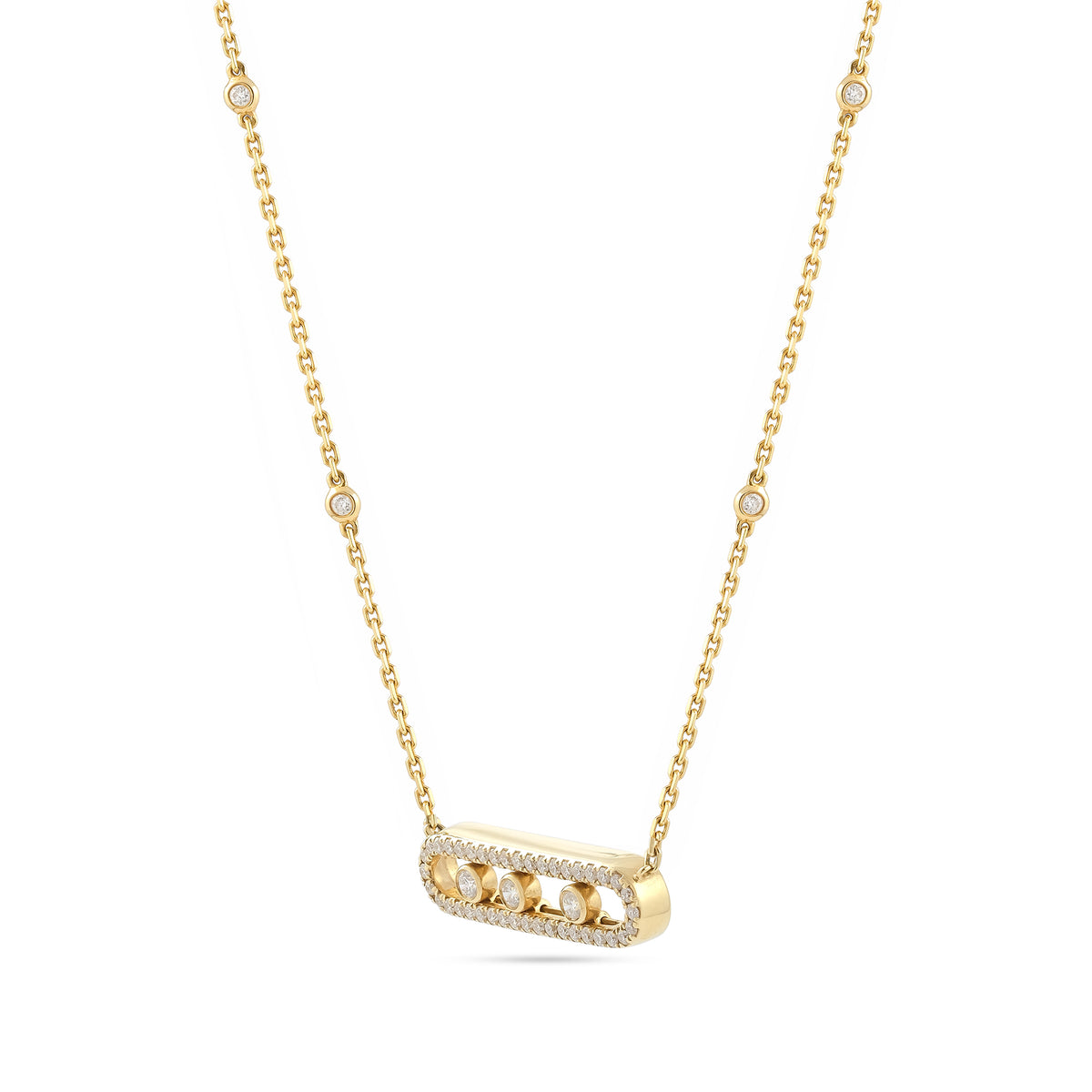 18ct Yellow Gold Messika Move Pavé Necklace