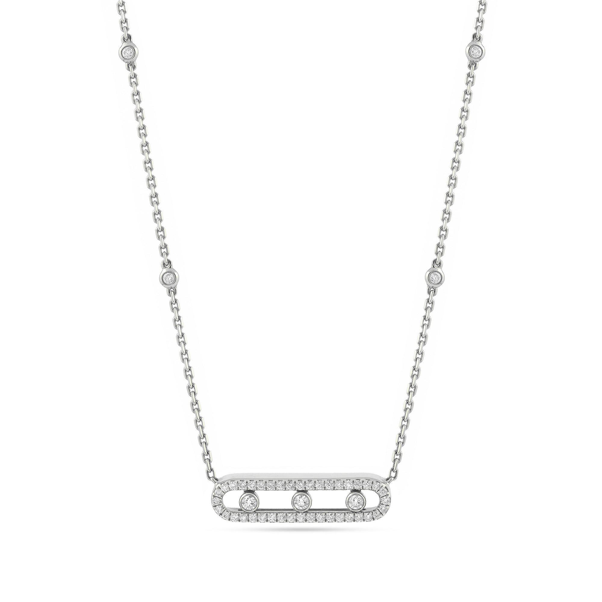18ct White Gold Messika Move Pavé Necklace