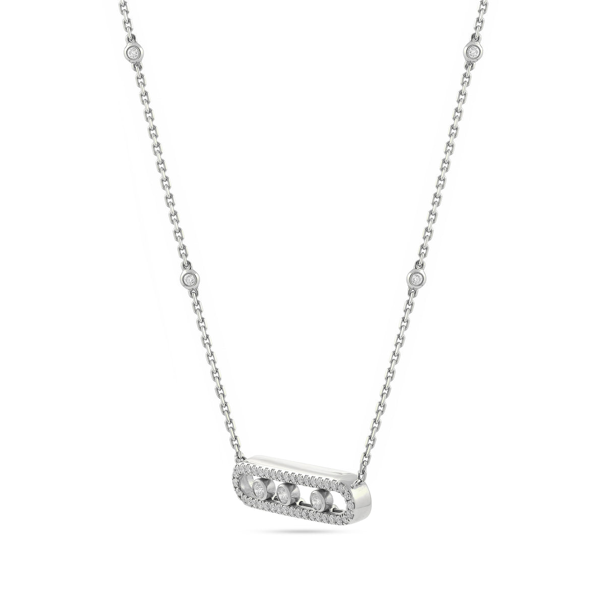 18ct White Gold Messika Move Pavé Necklace