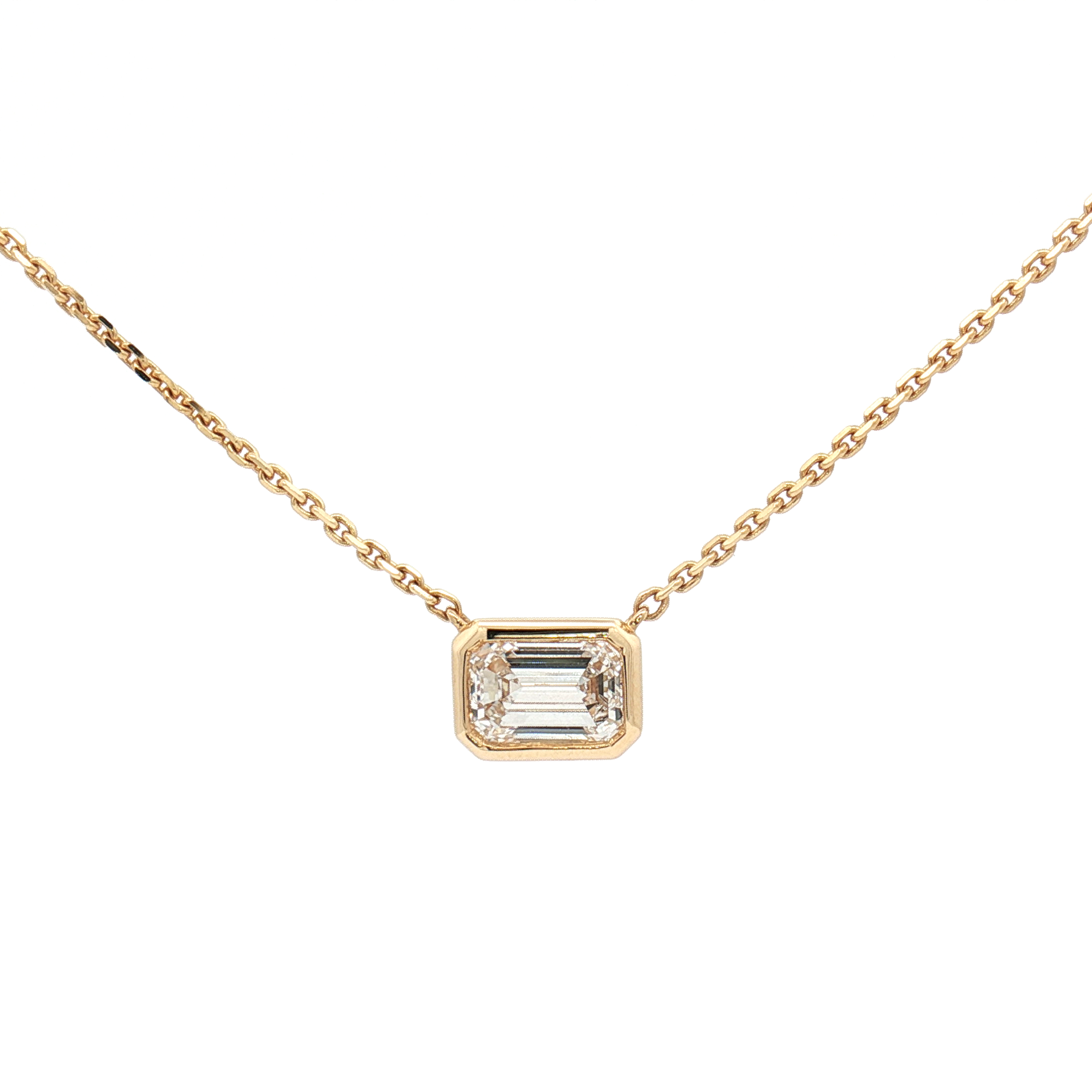  Lab Diamond 1.00ct Emerald-Cut 18ct Yellow Gold Pendant