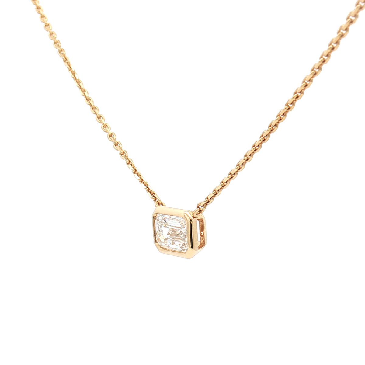  Lab Diamond 1.00ct Emerald-Cut 18ct Yellow Gold Pendant