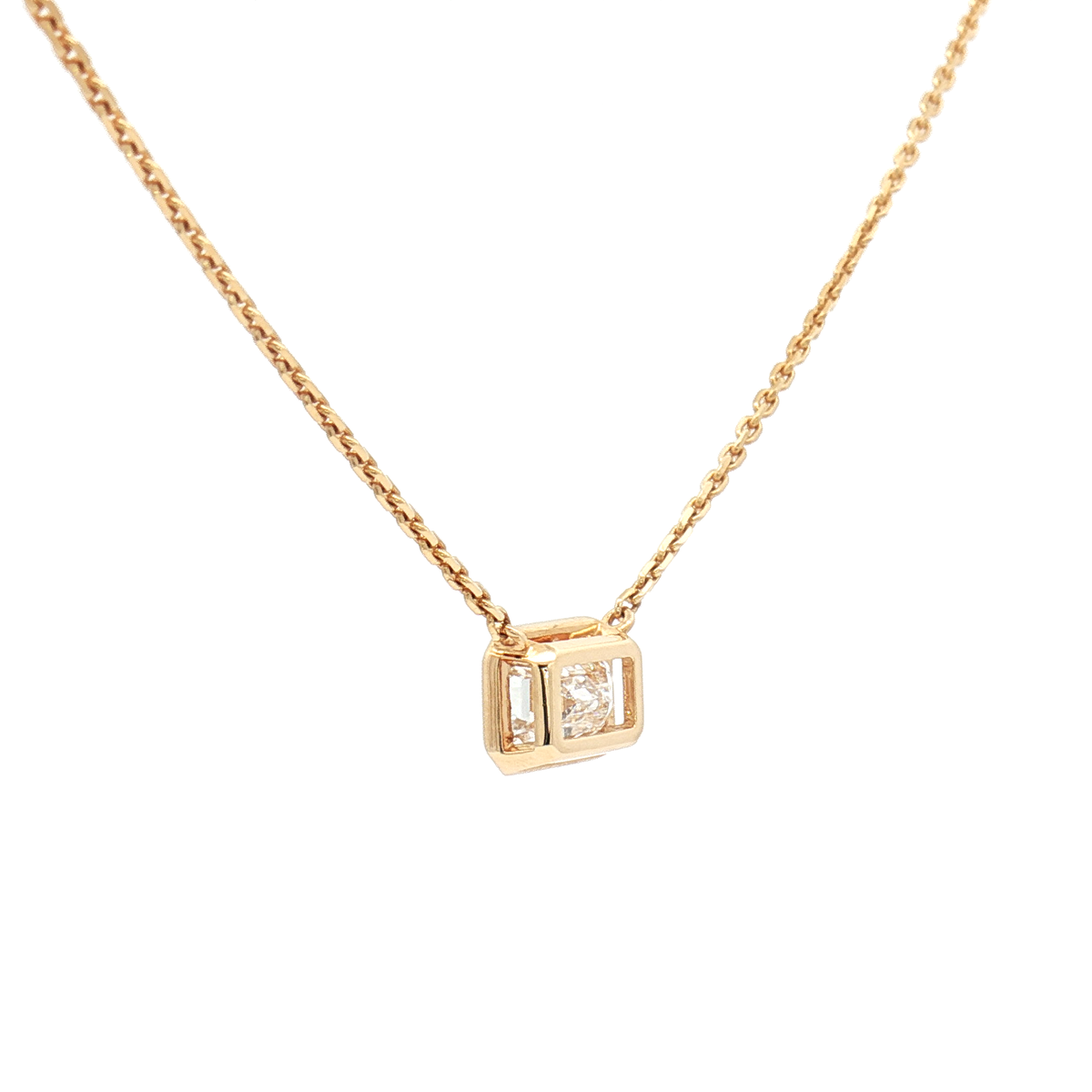  Lab Diamond 1.00ct Emerald-Cut 18ct Yellow Gold Pendant