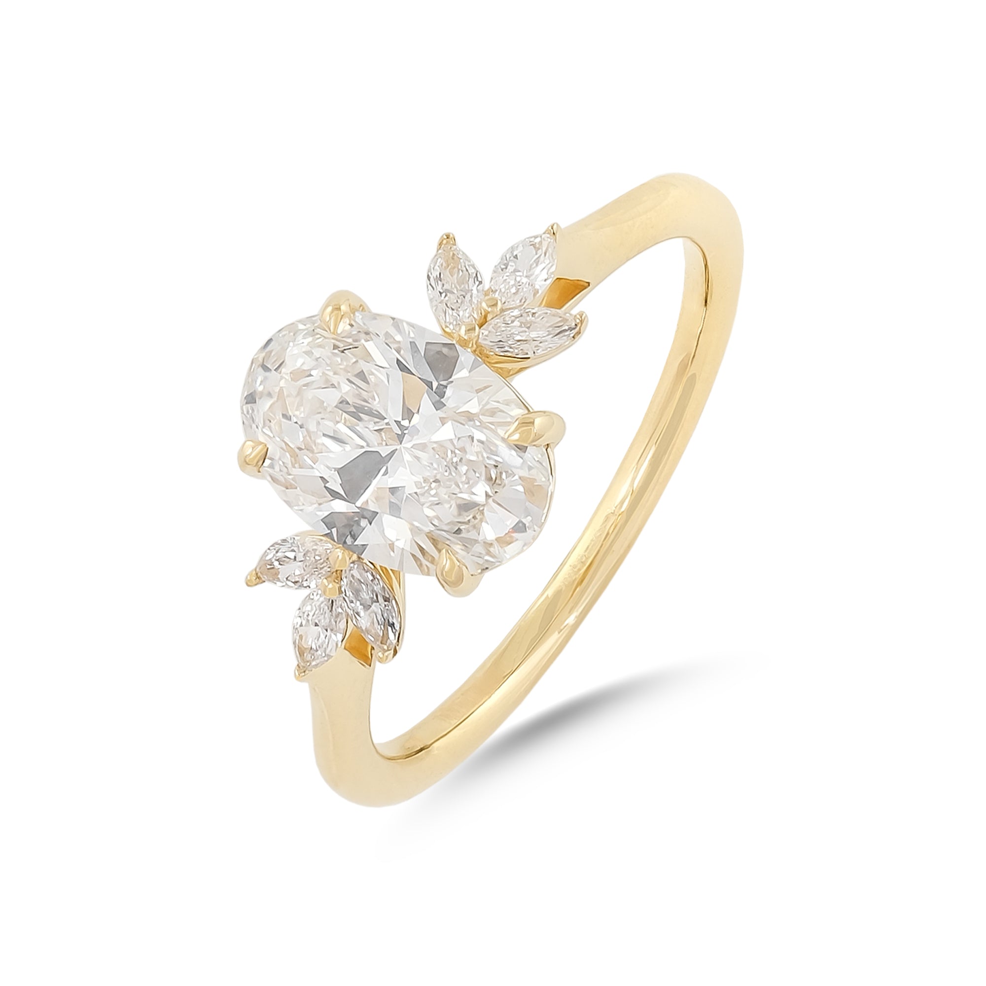 Lab Diamond 1.62ct Oval-Cut Yellow Gold Engagement Ring 