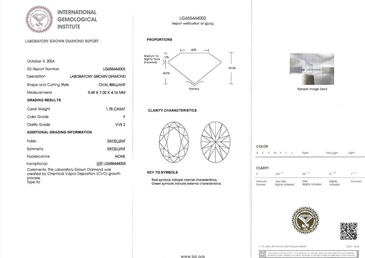 Lab Diamond 1.75ct Oval-Cut Solitaire Engagement Ring