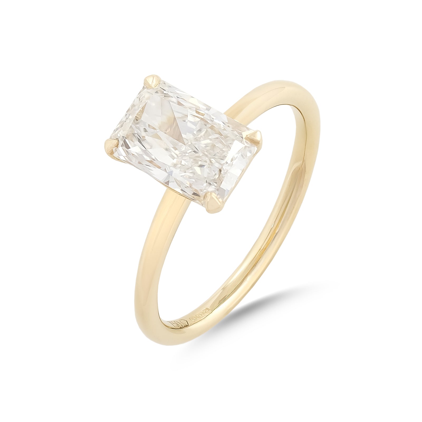 Lab Diamond 2.00ct Radiant-Cut Solitaire Yellow Gold Engagement Ring