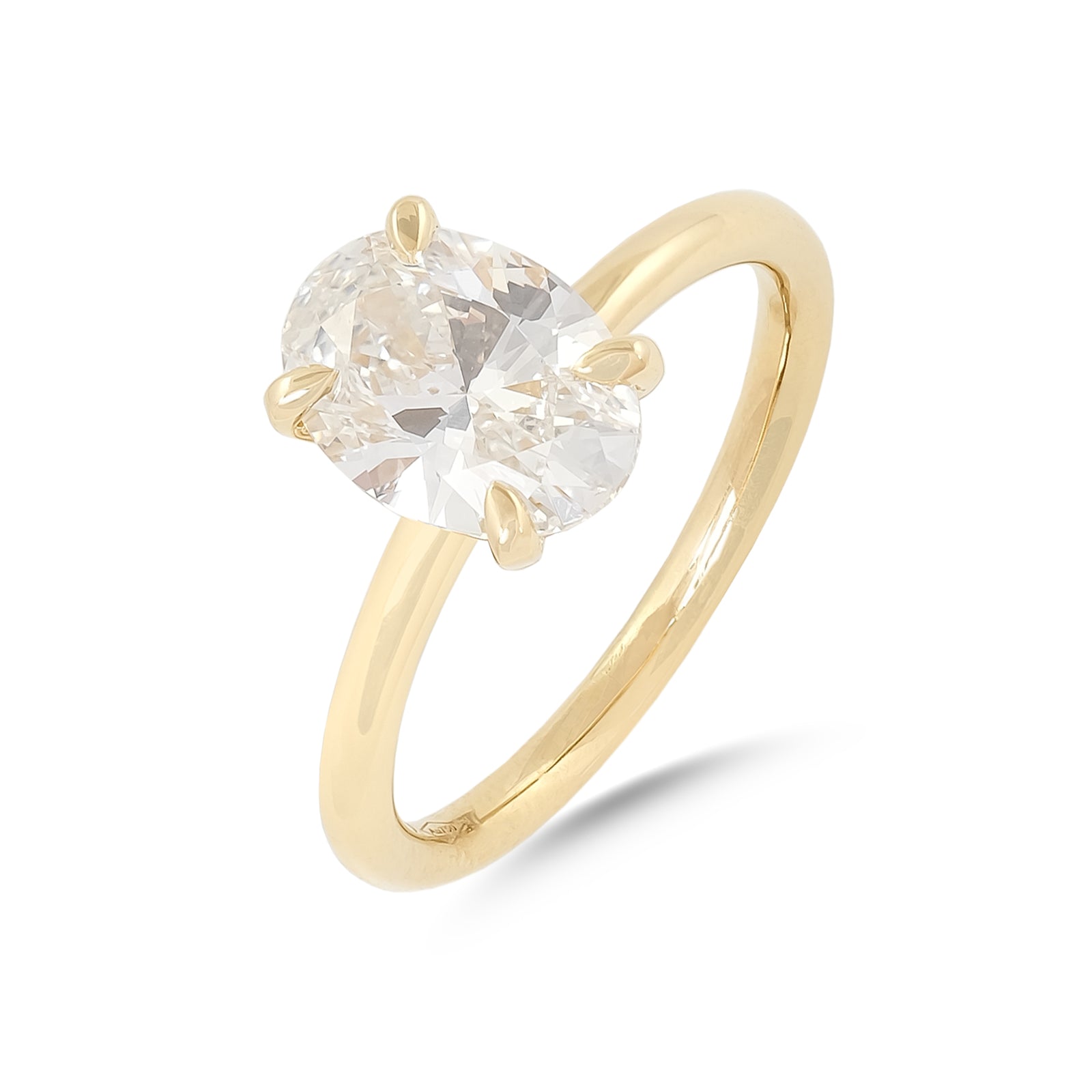 Lab Diamond 2.03ct Oval-Cut Yellow Gold Engagement Ring