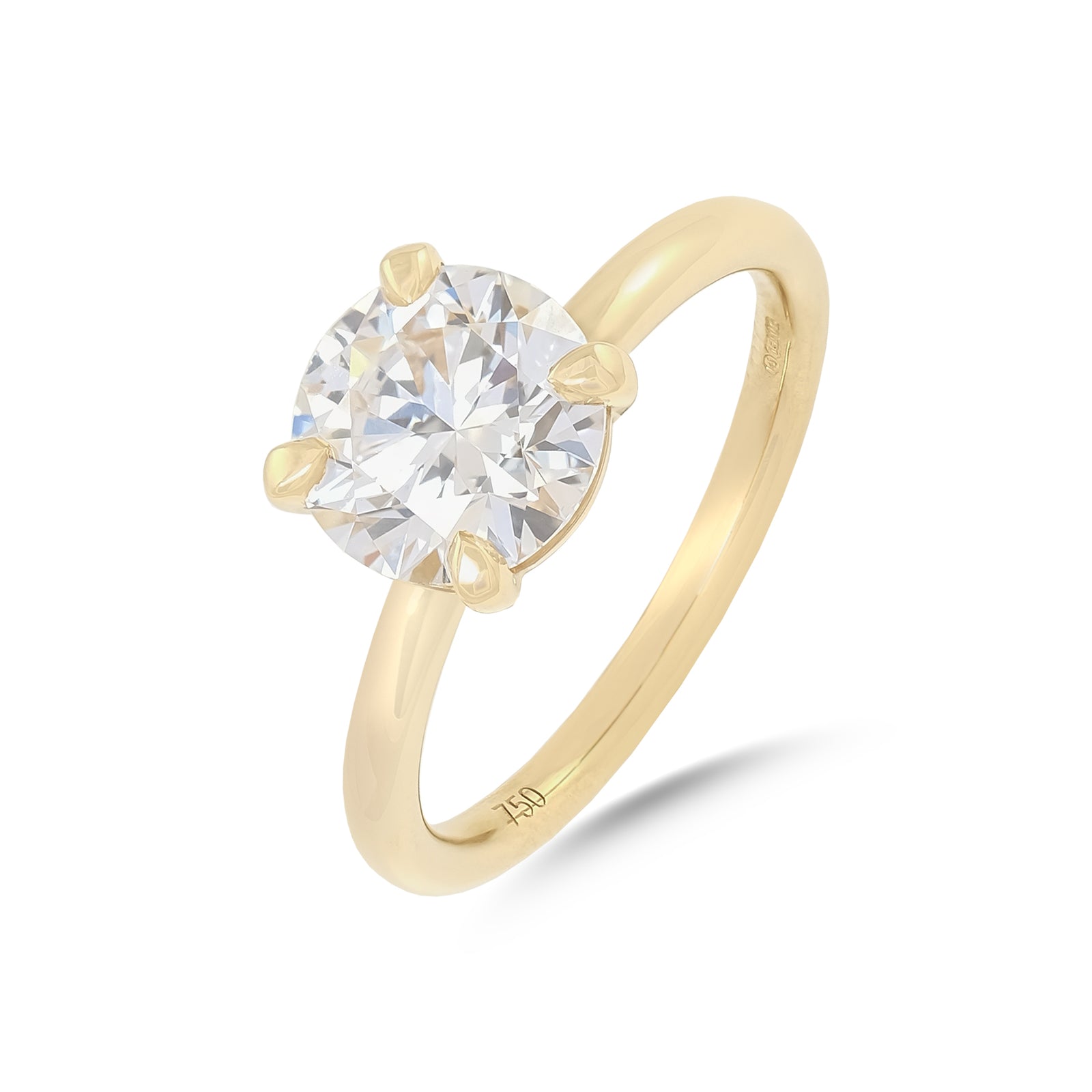 Lab Diamond 2.12ct Brilliant-Cut Solitaire Yellow Gold Engagement Ring