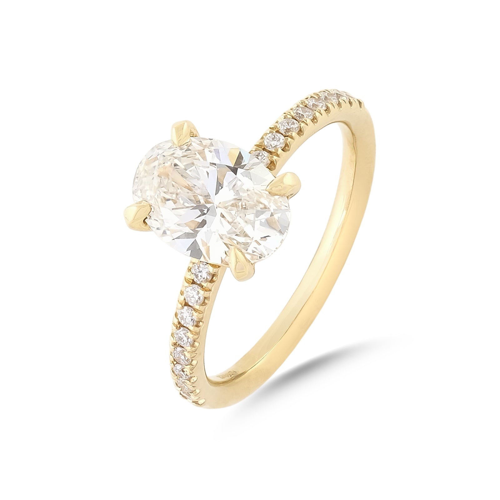 Lab Diamond 2.19ct Oval-Cut Engagement Ring with Diamond Set Shoulders