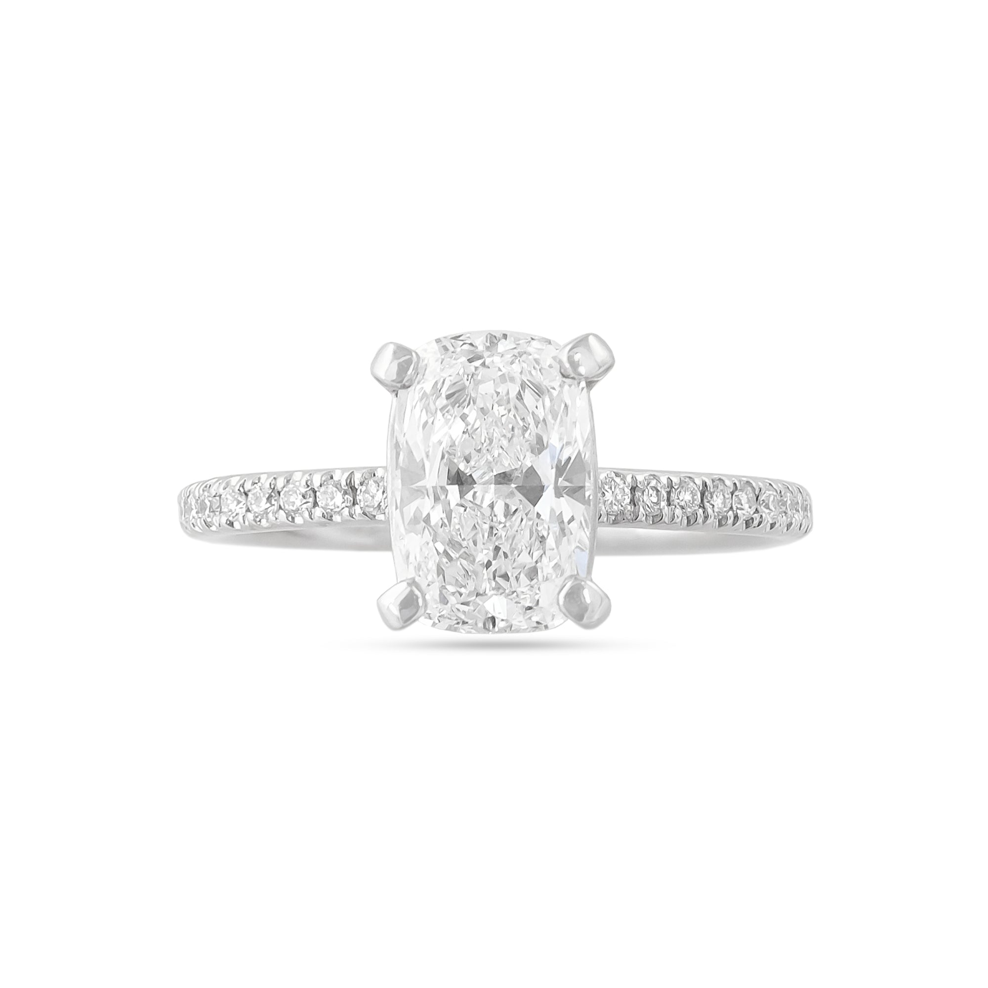 Lab Diamond 2.20ct Cushion-Cut Engagement Ring with Diamond Set Shoulders