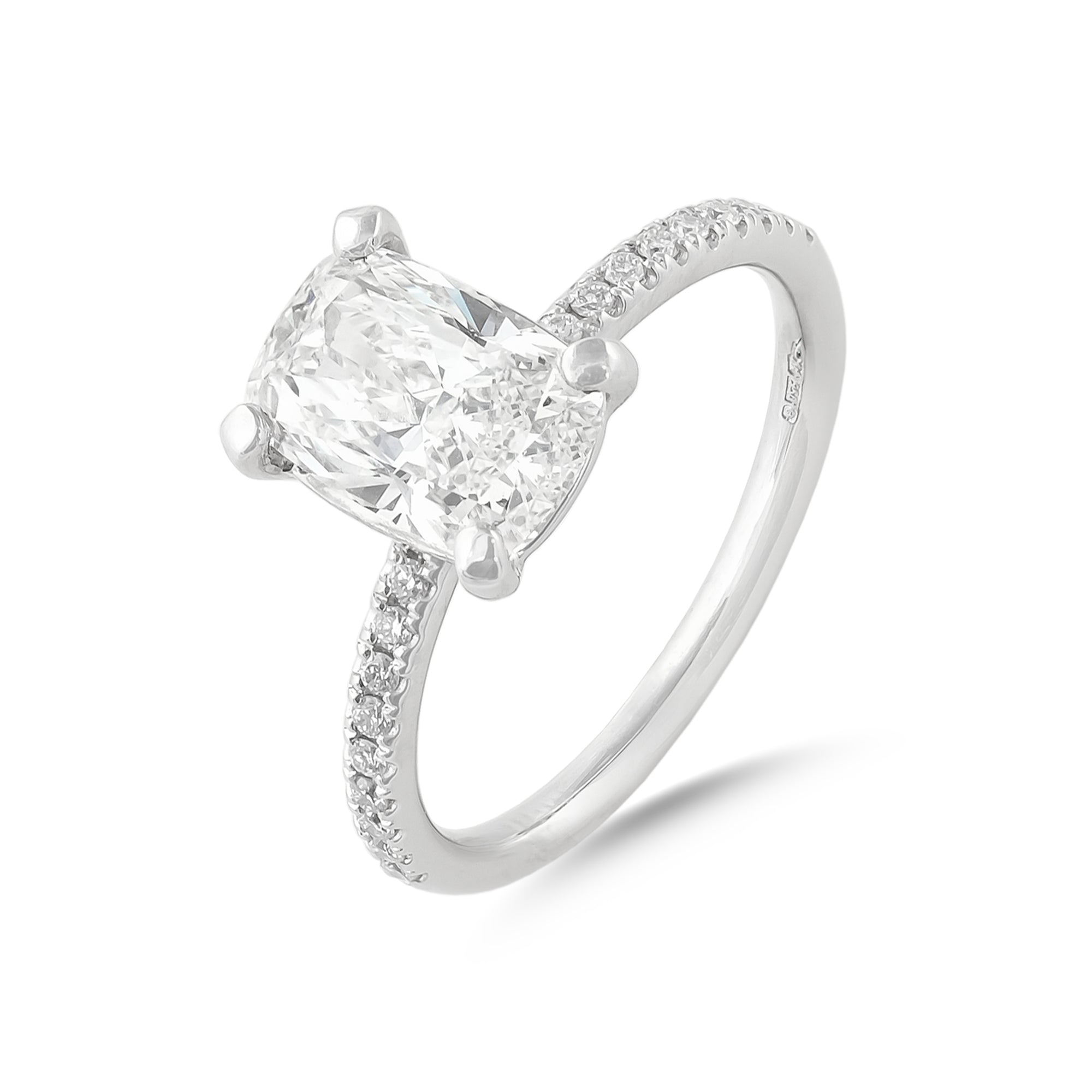 Lab Diamond 2.20ct Cushion-Cut Engagement Ring with Diamond Set Shoulders