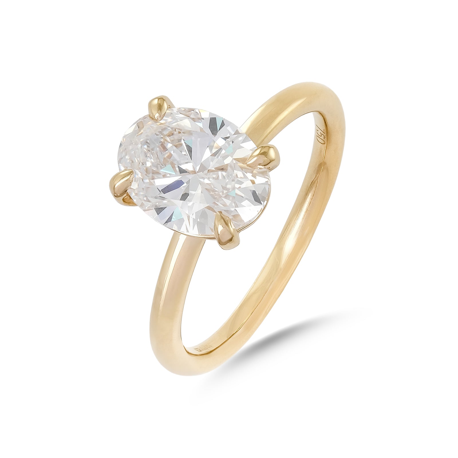 Lab Diamond 2.22ct Oval-Cut Solitaire Yellow Gold Engagement Ring