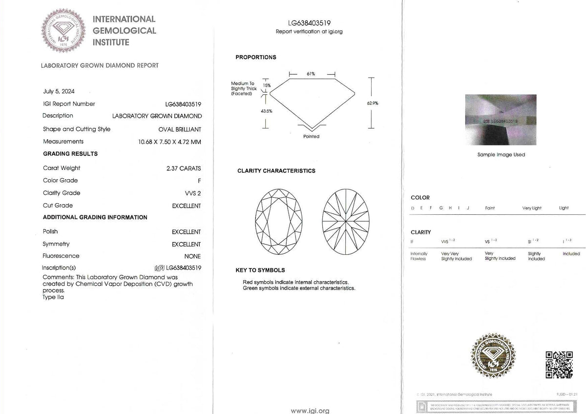 Lab Diamond 2.37ct Oval-Cut Solitaire Engagement Ring