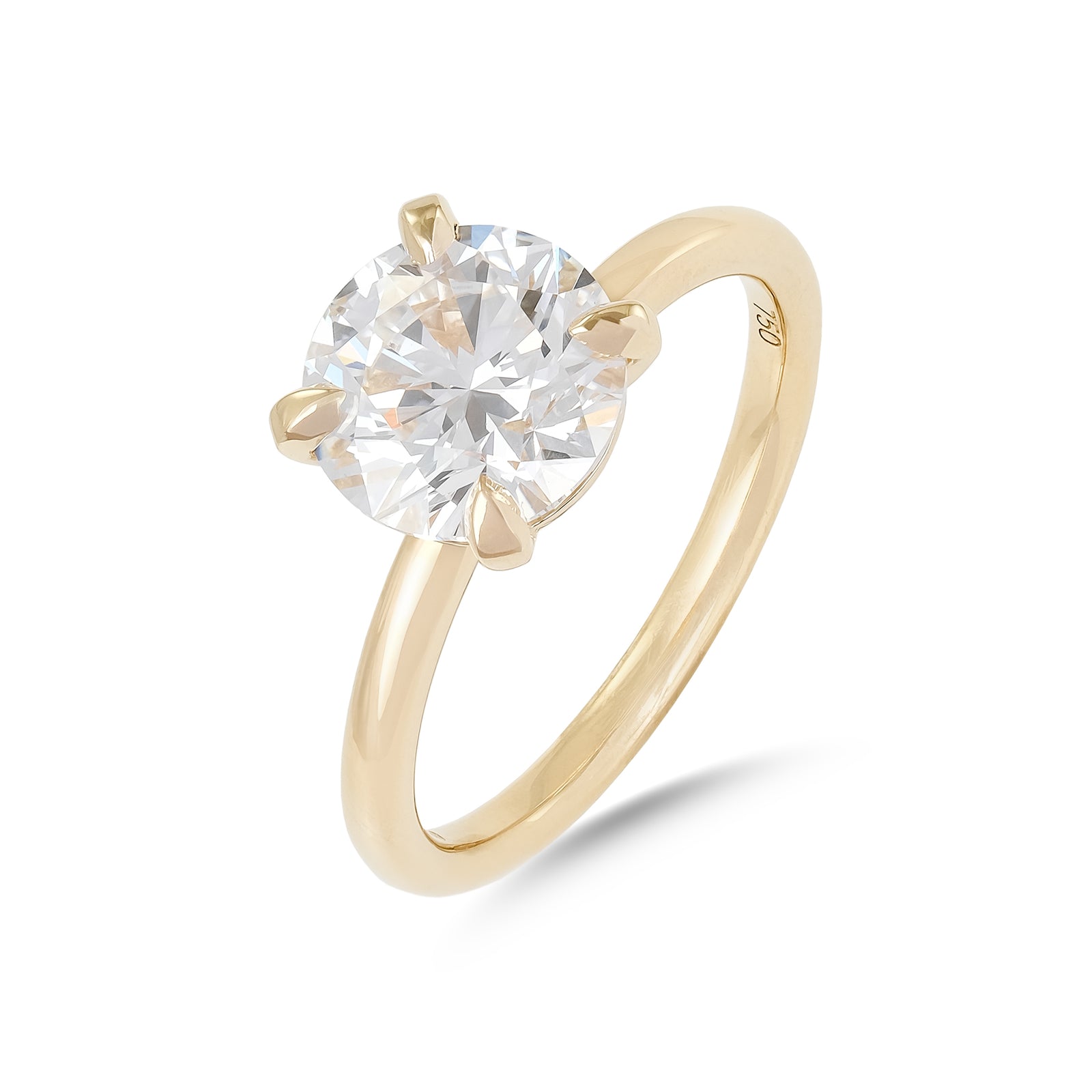 Lab Diamond 2.40ct Brilliant-Cut Solitaire Yellow Gold Engagement Ring