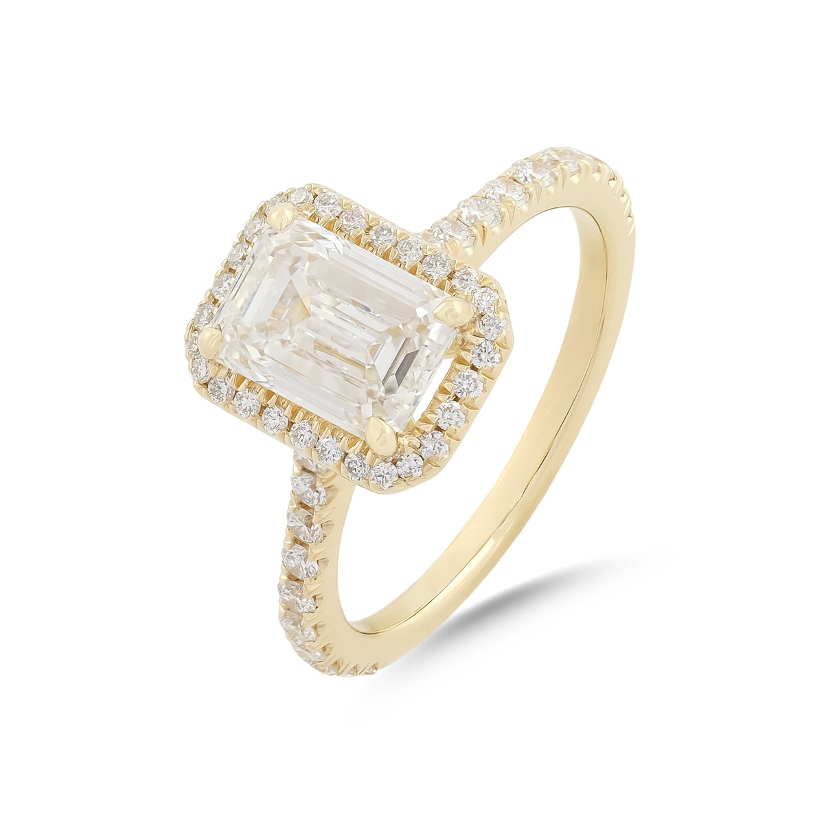 Lab Diamond 2.64ct Emerald-Cut Yellow Gold Engagement Ring