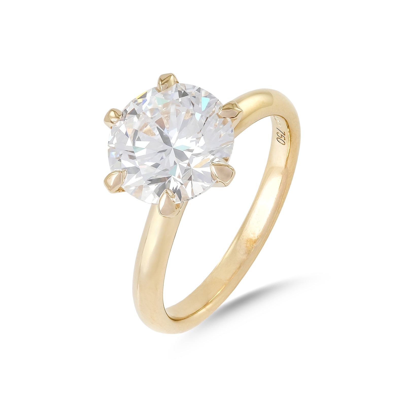 Lab Diamond 3.03ct Brilliant-Cut Solitaire Yellow Gold Engagement Ring
