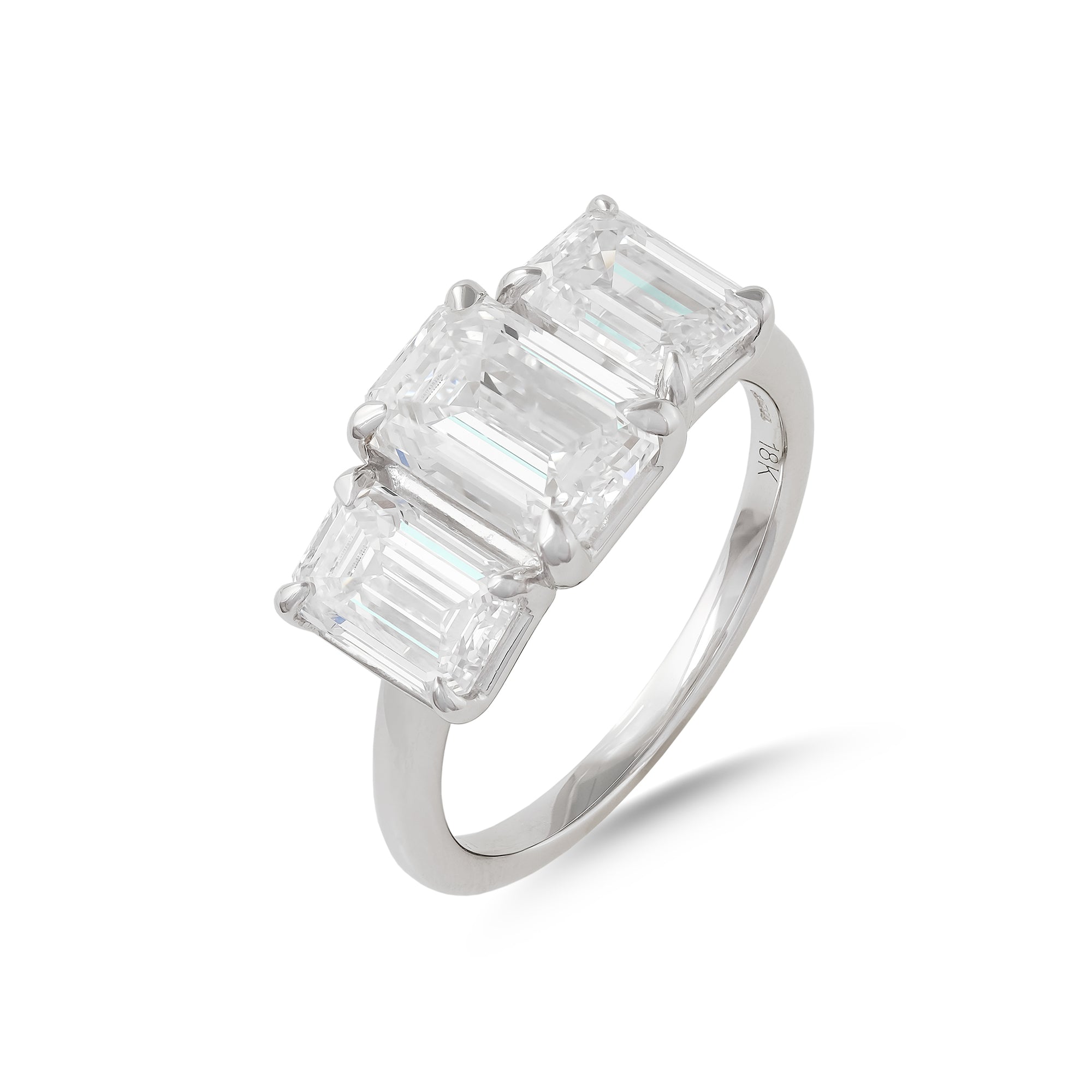 Lab Diamond 4.00ct Emerald-Cut Three Stone Engagement Ring