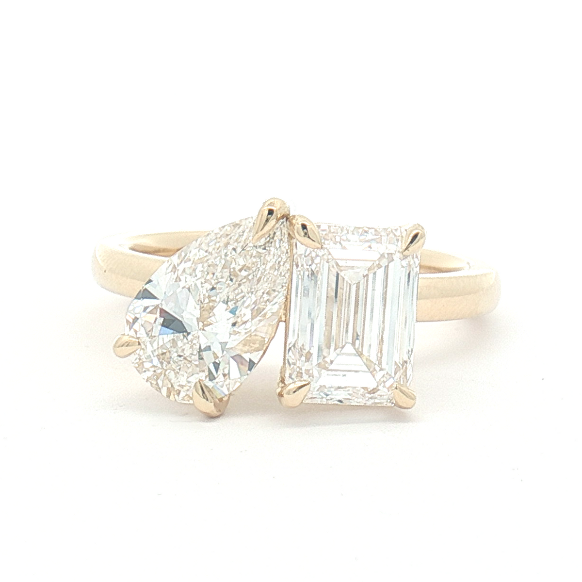 Lab Diamond Pear & Emerald cut Toi Et Moi Engagement Ring