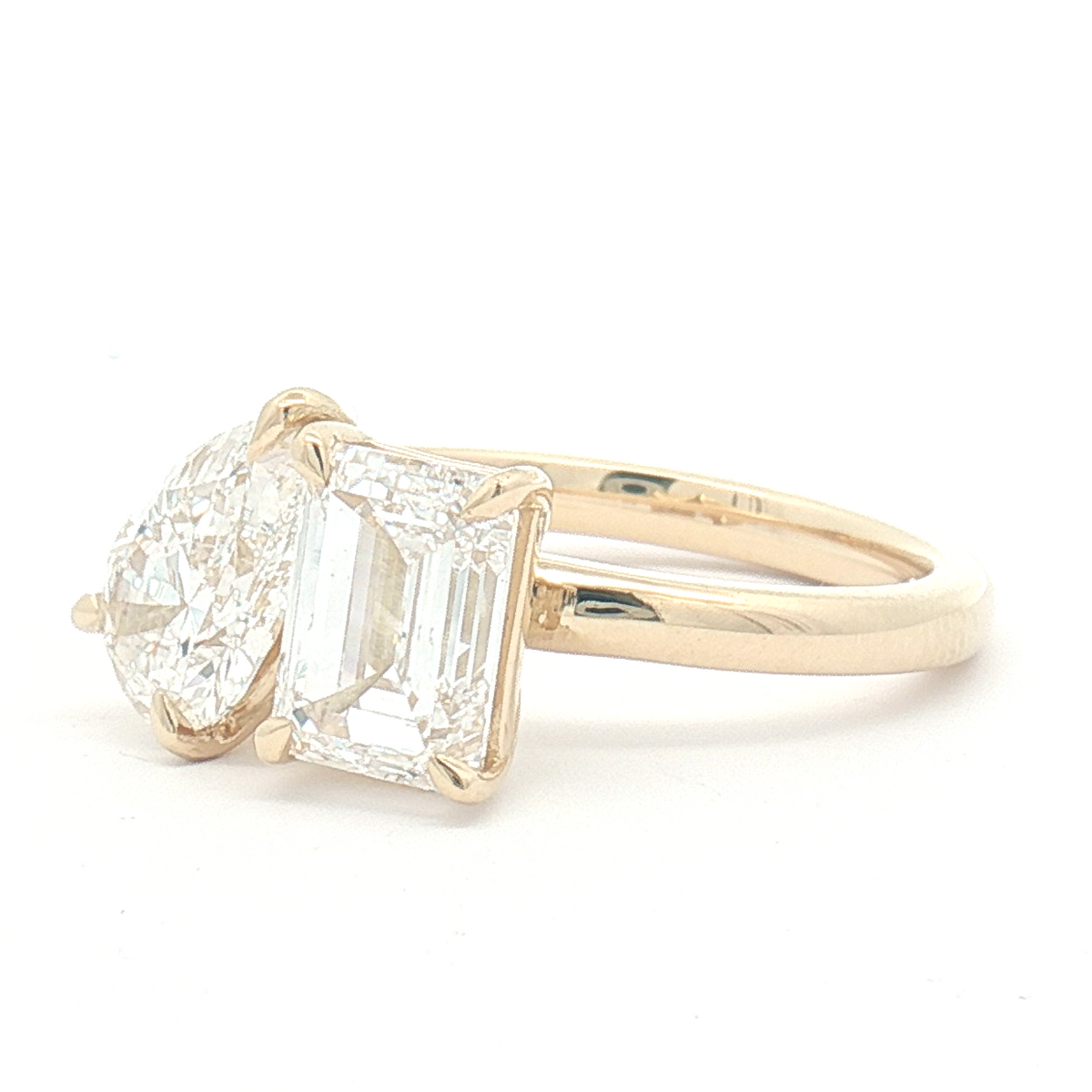 Lab Diamond Pear & Emerald cut Toi Et Moi Engagement Ring