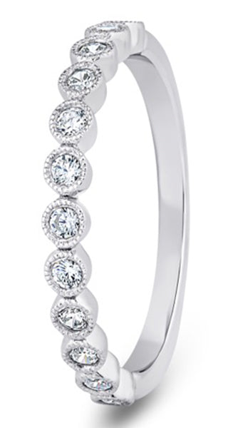 Round Brilliant Cut Millgrain Bezel Diamond Wedding Ring