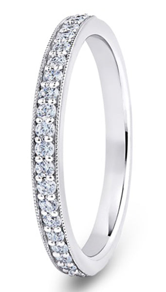 Round Brilliant Cut Millgrain Channel Claw Diamond Wedding Ring