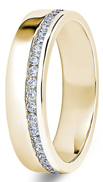 Round Brilliant Cut Offset Channel Diamond Wedding Ring