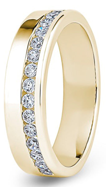 Round Brilliant Cut Offset Channel Diamond Wedding Ring