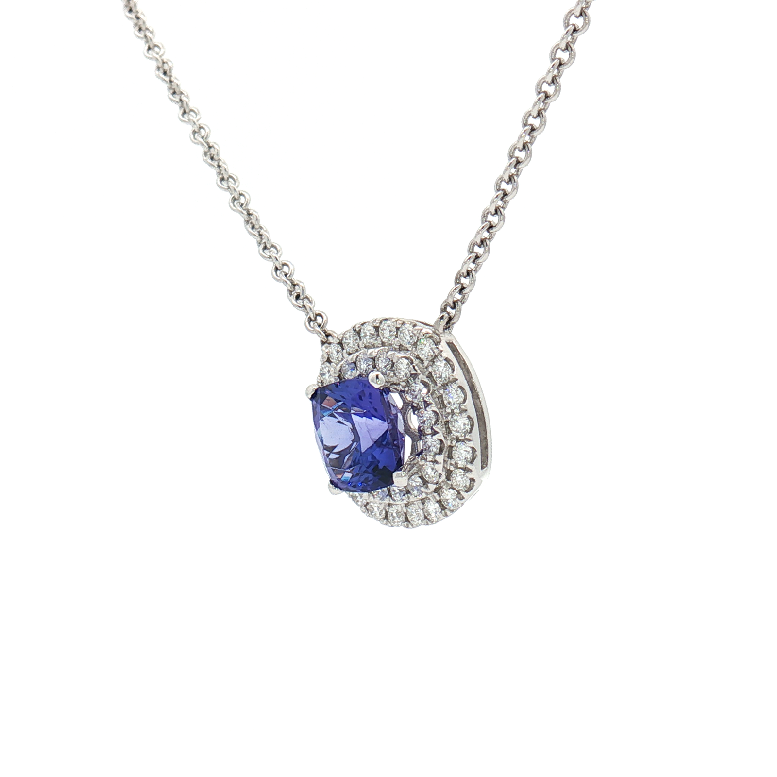 Pre-owned 18ct White Gold Tanzanite and Diamond Pendant