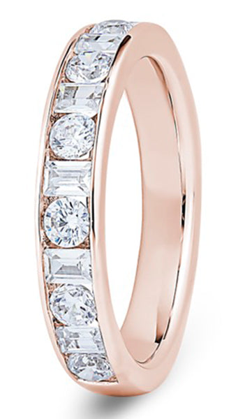 Round Brilliant &amp; Baguette Channel Set Diamond Wedding Ring