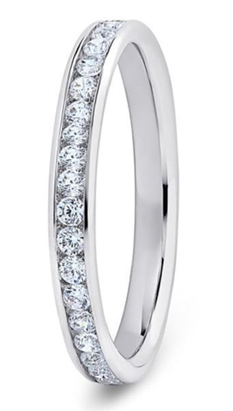 Round Brilliant Cut Channel Set Diamond Wedding Ring