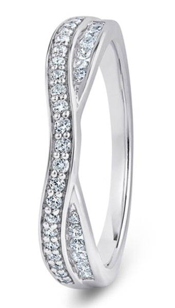 Round Brilliant Cut Entwined Double Row Diamond Wedding Ring