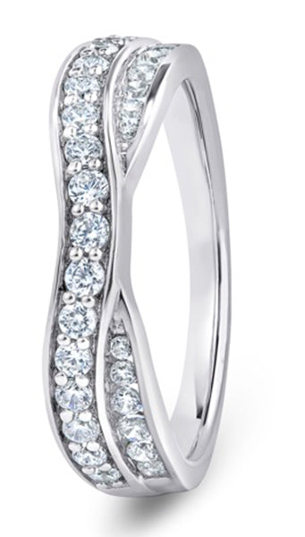 Round Brilliant Cut Entwined Double Row Diamond Wedding Ring