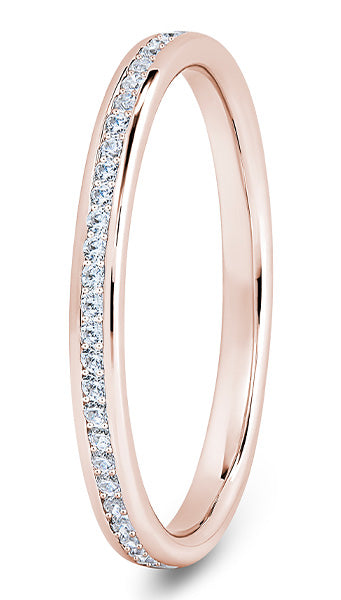Round Brilliant Cut Grain Channel Diamond Wedding Ring