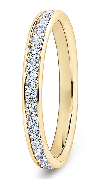 Round Brilliant Cut Grain Channel Diamond Wedding Ring