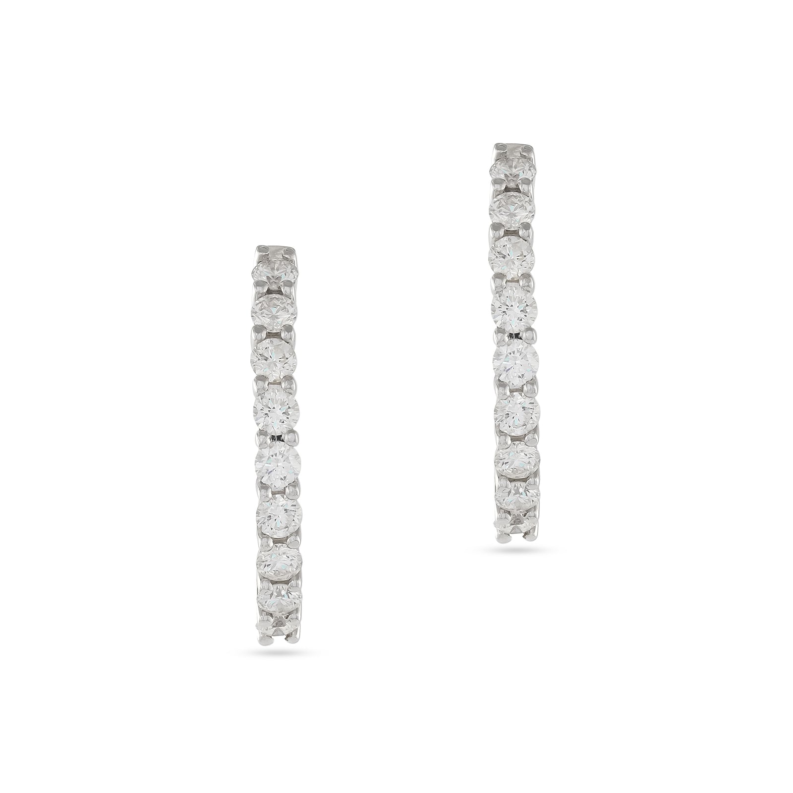 Roberto Coin 18ct White Gold Inside Out Diamond Hoop Earrings