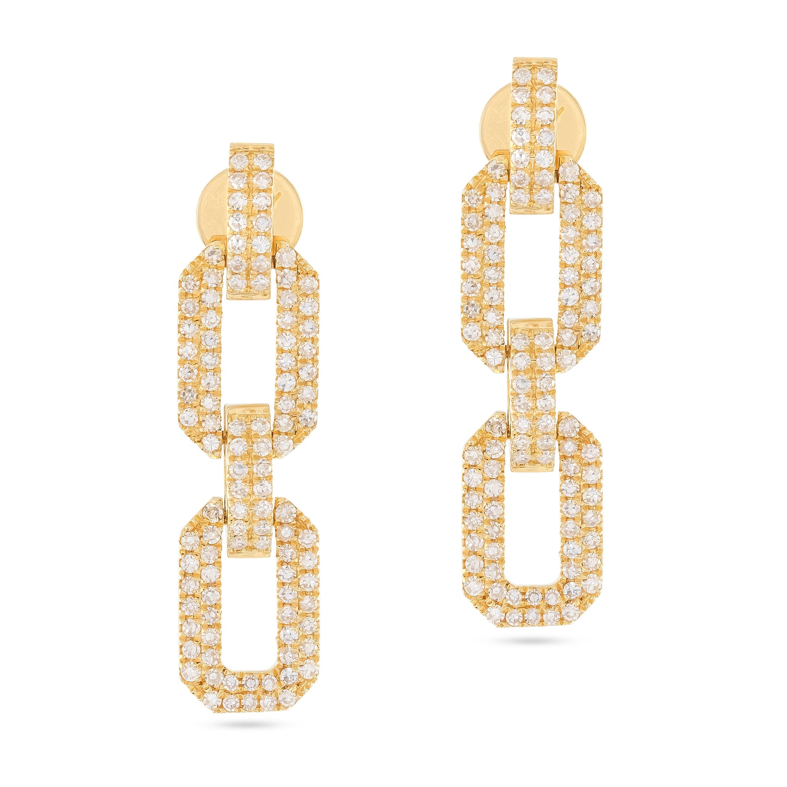 Shay 18ct Yellow Gold Flat Geo Link Natural Diamond Drop Earrings