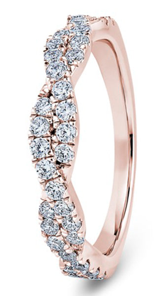 Round Brilliant Cut Twist Claw Diamond Wedding Ring